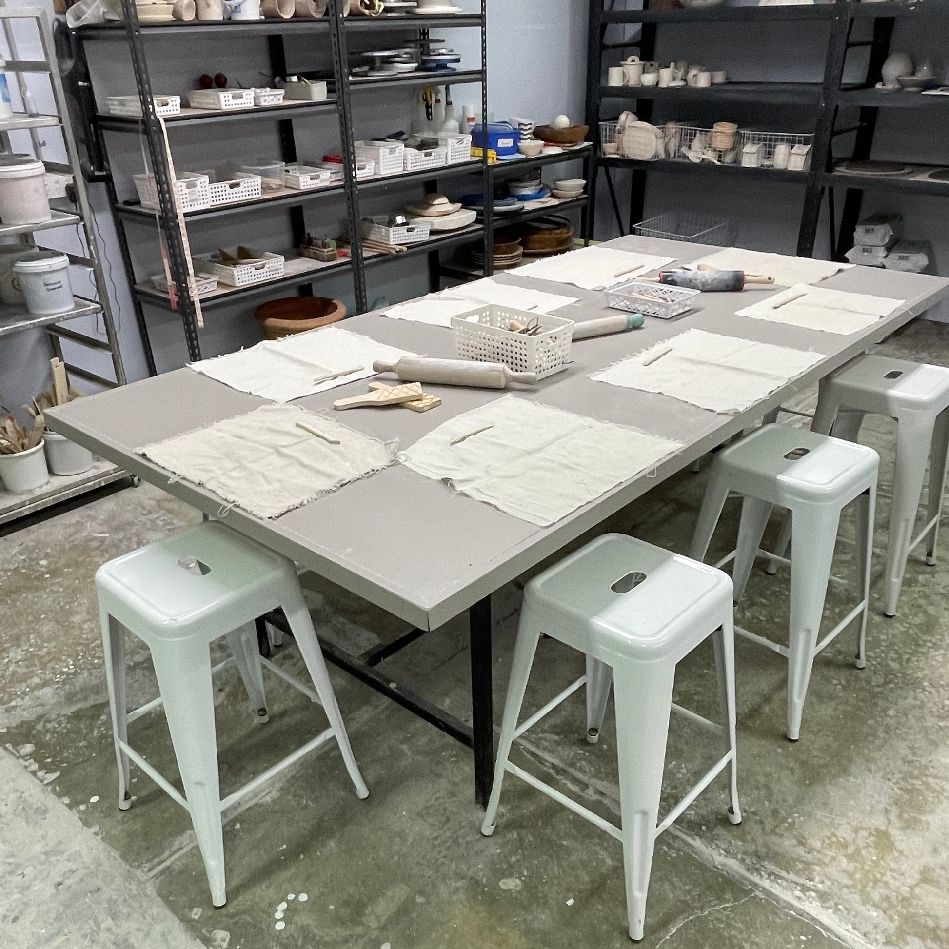 Beldari Pottery Studio Hand Building Area