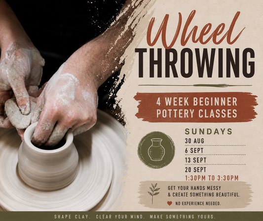 Beginner wheel throwing pottery course at Beldari Pottery Studio in Echuca