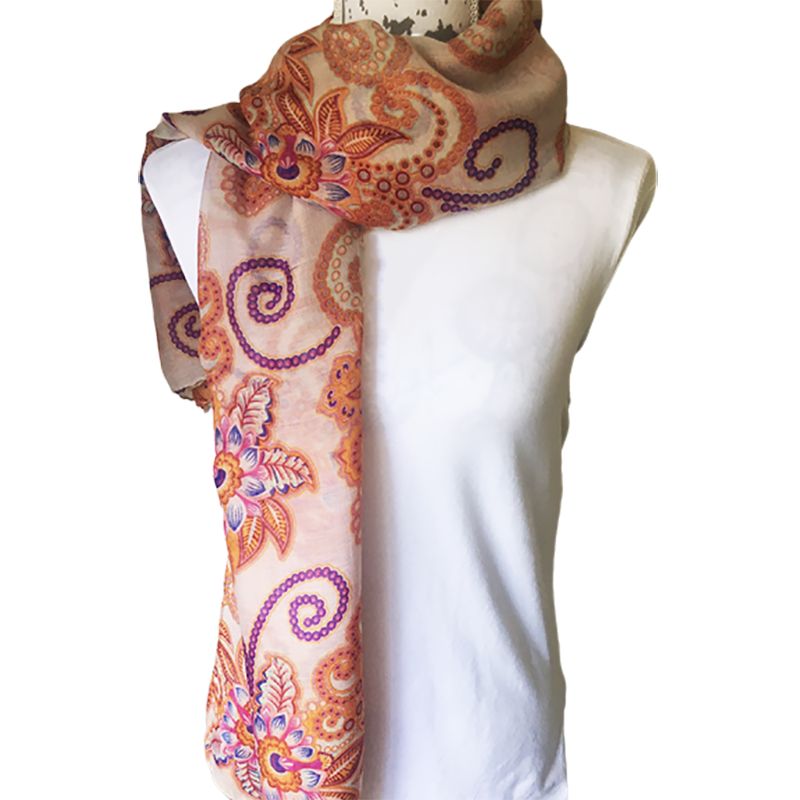 Autumn coloured paisley fashion scarf