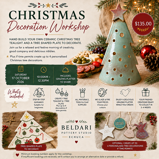 Christmas Tree Tealight and Plate Pottery Workshop - Oct 17