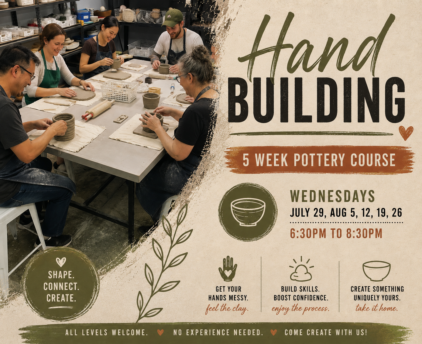 Hand Building Pottery Course - 5 Weeks