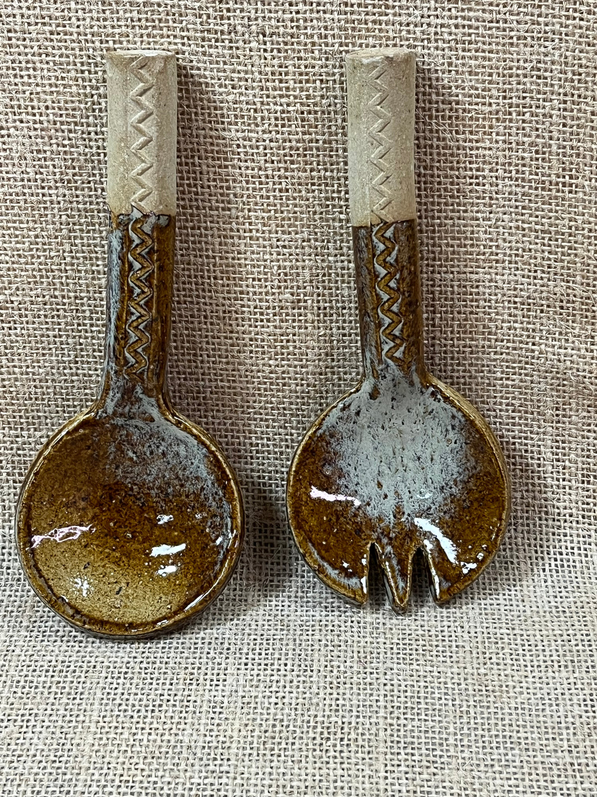 Handmade Pottery Salad Servers
