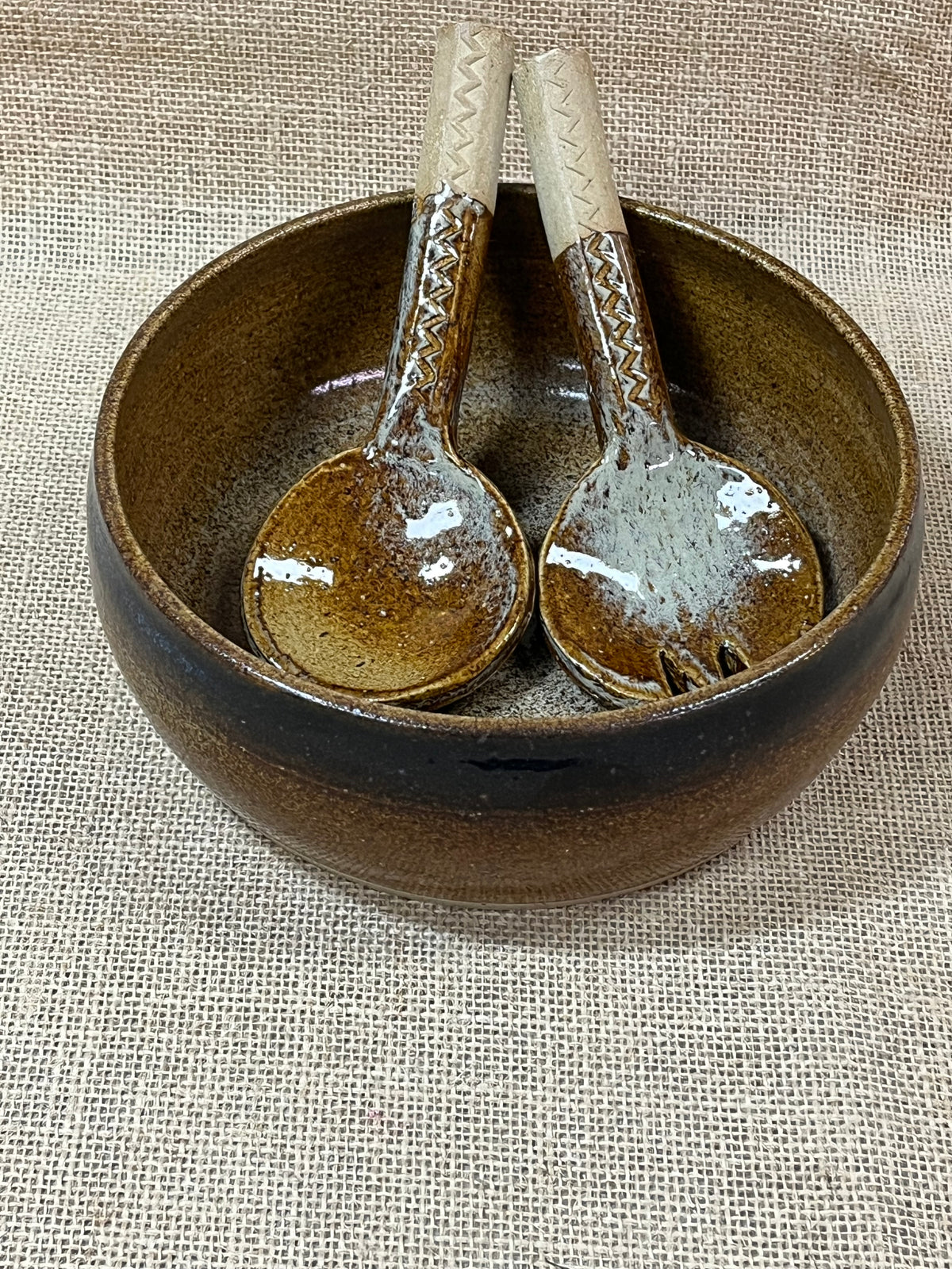 Handmade Pottery Salad Servers