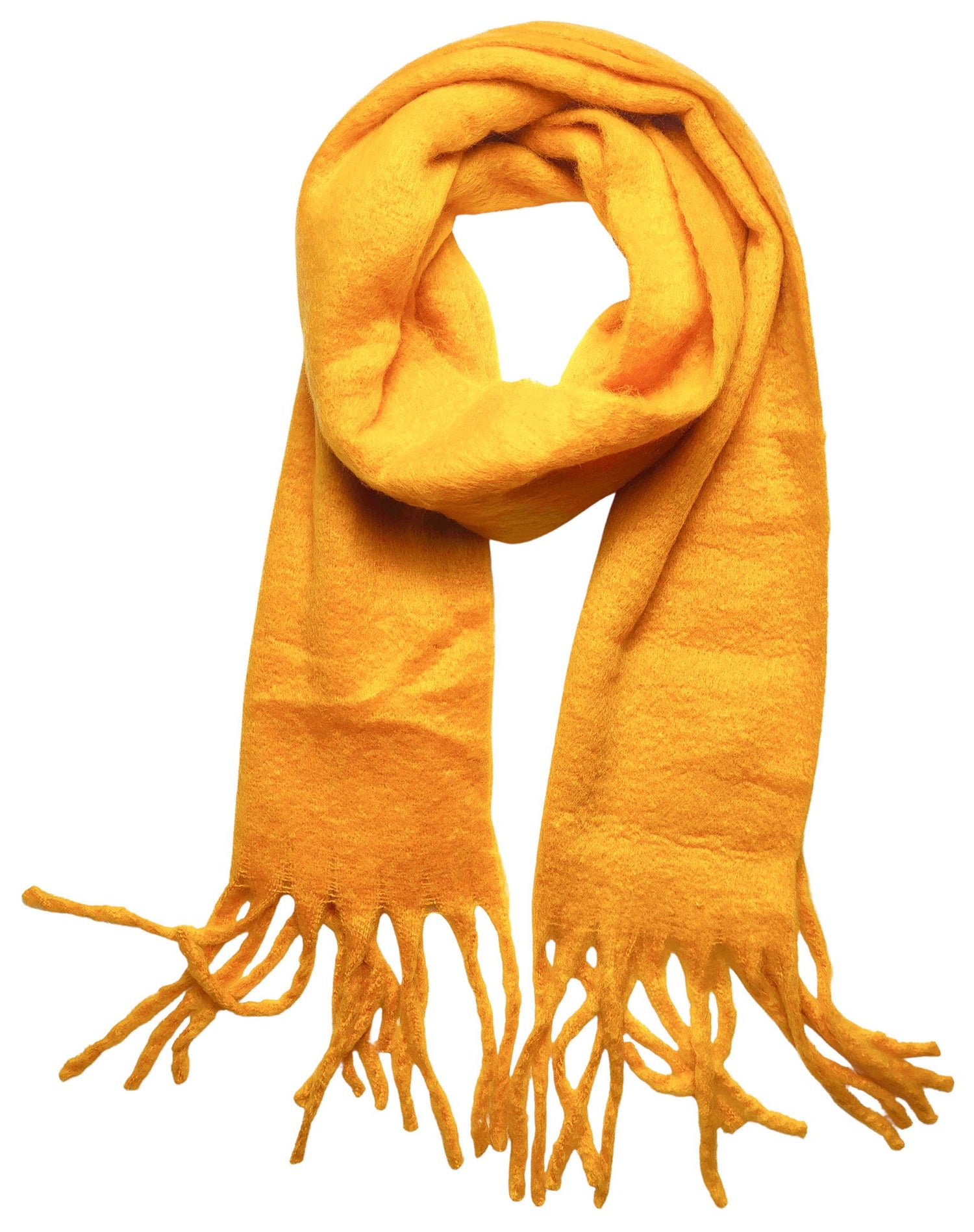 Yellow fluffy 100% polyester scarf from Beldari Pottery